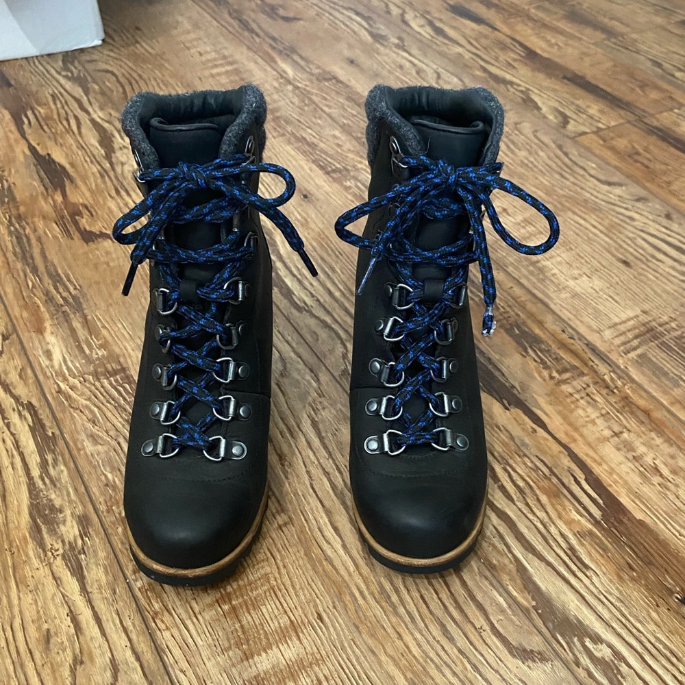 Women's Sorrell Black Lace-Up Boots with Blue Accent